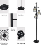 NNECW Industrial 3-Light Floor Lamp with 3 Hanging Lampshade for Living Room