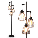 NNECW Industrial 3-Light Floor Lamp with 3 Hanging Lampshade for Living Room