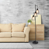 NNECW Industrial 3-Light Floor Lamp with 3 Hanging Lampshade for Living Room