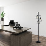 NNECW Industrial 3-Light Floor Lamp with 3 Hanging Lampshade for Living Room