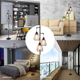 NNECW Industrial 3-Light Floor Lamp with 3 Hanging Lampshade for Living Room