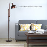 NNECW Industrial Floor Lamp with Adjustable Height & Lamp Head for Living Room