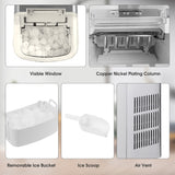 NNECW Portable Ice Machine with Self-Clean Function for Kitchen &amp Restaurant Silver