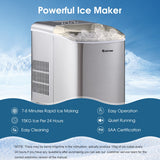 NNECW Portable Ice Machine with Self-Clean Function for Kitchen &amp Restaurant Silver