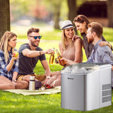 NNECW Portable Ice Machine with Self-Clean Function for Kitchen &amp Restaurant Silver