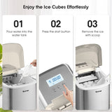 NNECW Portable Ice Machine with Self-Clean Function for Kitchen &amp Restaurant Silver