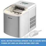 NNECW Portable Ice Machine with Self-Clean Function for Kitchen &amp Restaurant Silver