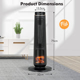 NNECW 2500W PTC Electric Space Heater with 3D Realistic Flame & 3 Modes