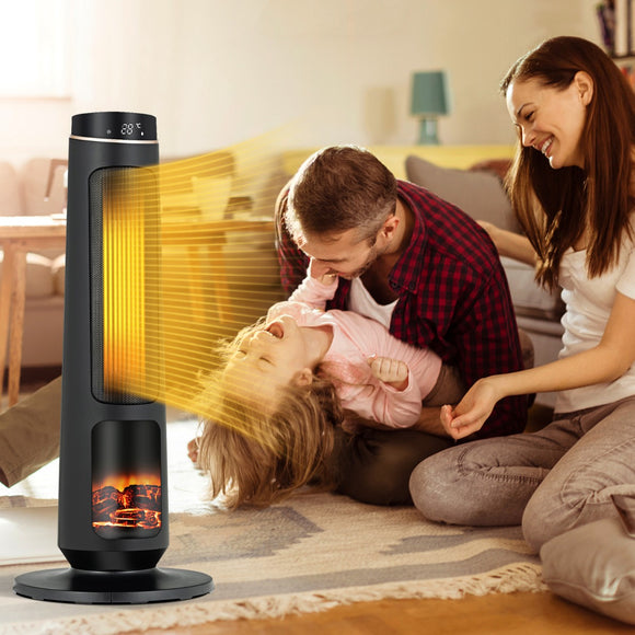 NNECW 2500W PTC Electric Space Heater with 3D Realistic Flame & 3 Modes