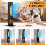 NNECW 2500W PTC Electric Space Heater with 3D Realistic Flame & 3 Modes