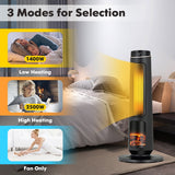 NNECW 2500W PTC Electric Space Heater with 3D Realistic Flame & 3 Modes