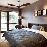 NNECW Ceiling Fan with 3 Wooden Blades for Bedroom & Patio