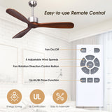 NNECW Ceiling Fan with 3 Wooden Blades for Bedroom & Patio