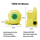NNECW 750W Commercial Air Blower Pump Fan for Inflatable Bounce House