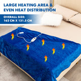 NNECW Electric Heated Blanket Throw with 9 Heat Settings &amp Remote Control-Blue