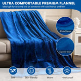 NNECW Electric Heated Blanket Throw with 9 Heat Settings &amp Remote Control-Blue