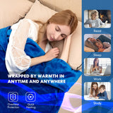 NNECW Electric Heated Blanket Throw with 9 Heat Settings &amp Remote Control-Blue