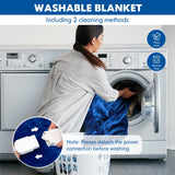 NNECW Electric Heated Blanket Throw with 9 Heat Settings &amp Remote Control-Blue