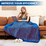 NNECW Electric Heated Blanket Throw with 9 Heat Settings &amp Remote Control-Blue