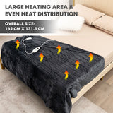 NNECW Electric Heated Blanket Throw with 9 Heat Settings &amp Remote Control-Grey
