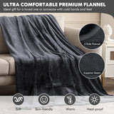 NNECW Electric Heated Blanket Throw with 9 Heat Settings &amp Remote Control-Grey