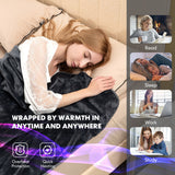 NNECW Electric Heated Blanket Throw with 9 Heat Settings &amp Remote Control-Grey