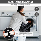 NNECW Electric Heated Blanket Throw with 9 Heat Settings &amp Remote Control-Grey