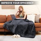 NNECW Electric Heated Blanket Throw with 9 Heat Settings &amp Remote Control-Grey