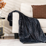 NNECW Electric Heated Blanket Throw with 9 Heat Settings &amp Remote Control-Grey