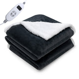 NNECW Cotton Wool & 320GSM Rabbit Velvet Electric Heated Blanket with 9 Heat Settings