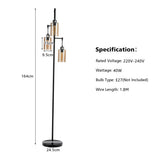 NNECW Freestanding Floor Lamp with 3-Head Hanging Amber Glass Shade
