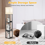 NNECW Modern Shelf Floor Lamp with 1 Drawer & 1 USB Port