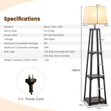 NNECW 3-tier Shelf Floor Lamp with Sturdy Metal Frame for Living Room
