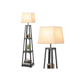 NNECW 3-tier Shelf Floor Lamp with Sturdy Metal Frame for Living Room