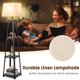 NNECW 3-tier Shelf Floor Lamp with Sturdy Metal Frame for Living Room