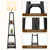 NNECW 3-tier Shelf Floor Lamp with Sturdy Metal Frame for Living Room
