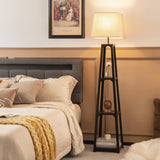 NNECW 3-tier Shelf Floor Lamp with Sturdy Metal Frame for Living Room