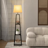 NNECW 3-tier Shelf Floor Lamp with Sturdy Metal Frame for Living Room