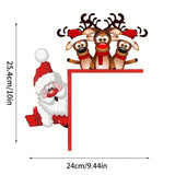 NNETM Christmas Door Corner Sign: Santa & Reindeer Wooden Frame Decoration