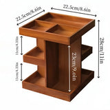 NNETM 360° Rotating Wooden Cosmetic Storage Shelves - Brown Vanity Shelf