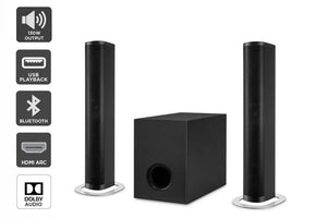 NNEKG 2.1Ch 130W Detachable Dolby Soundbar with Wireless Subwoofer