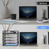 NNETM Black Mesh Desktop File Organizer - 5-Layer, Portable and Sleek Design