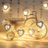 NNETM Romantic LED Heart-Shaped Wooden String Lights - 10 Lights, 4.9ft, Battery-Power(Warm White)ed