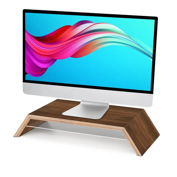 NNETM Premium Black Walnut Monitor Stand Riser with Underneath Storage