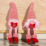 NNETM Romantic Handmade Plush Valentine's Day Gnome Decor Set - Long Leg Love Heart Design