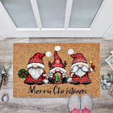 NNETM Cheerful Christmas Gnome Welcome Doormat | Indoor/Outdoor Washable Rug