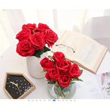 NNETM 12-Piece Realistic Artificial Rose Bouquet - Red Long Stem Roses for Floral Arrangements