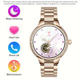 NNETM Golden Wireless Call Smart Watch for Women - Multi-Sports Modes & Voice Assistant