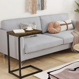 NNETM Contemporary C-Shaped Side Table in Rural Brown - Versatile and Stylish