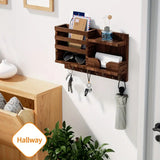 NNETM Traditional Wooden Wall-Mounted Storage Shelf with Hooks